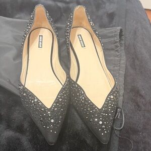 Giorgio Armani Black Embellished Flats